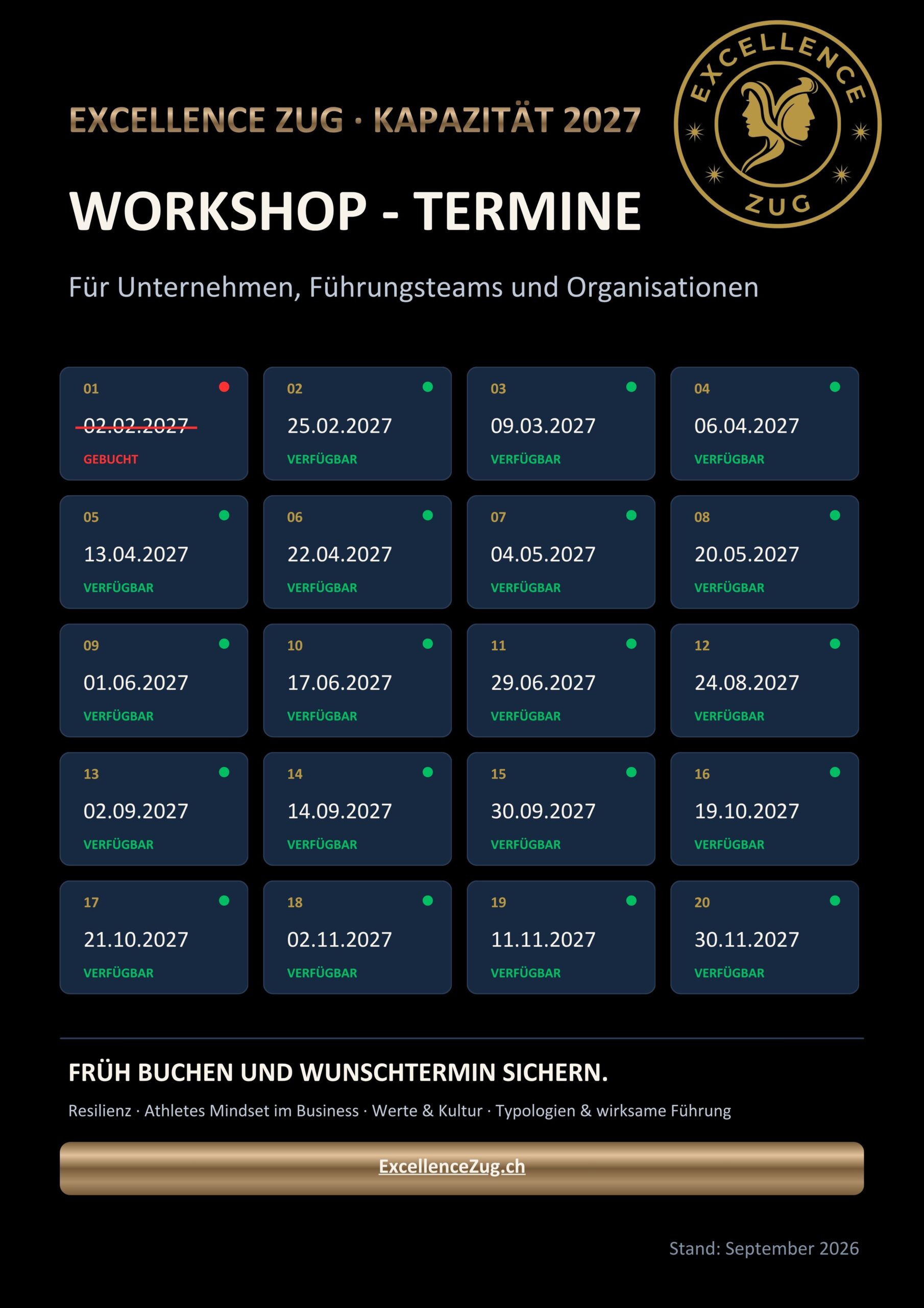 EXCELLENCE ZUG · KAPAZITÄT 2027